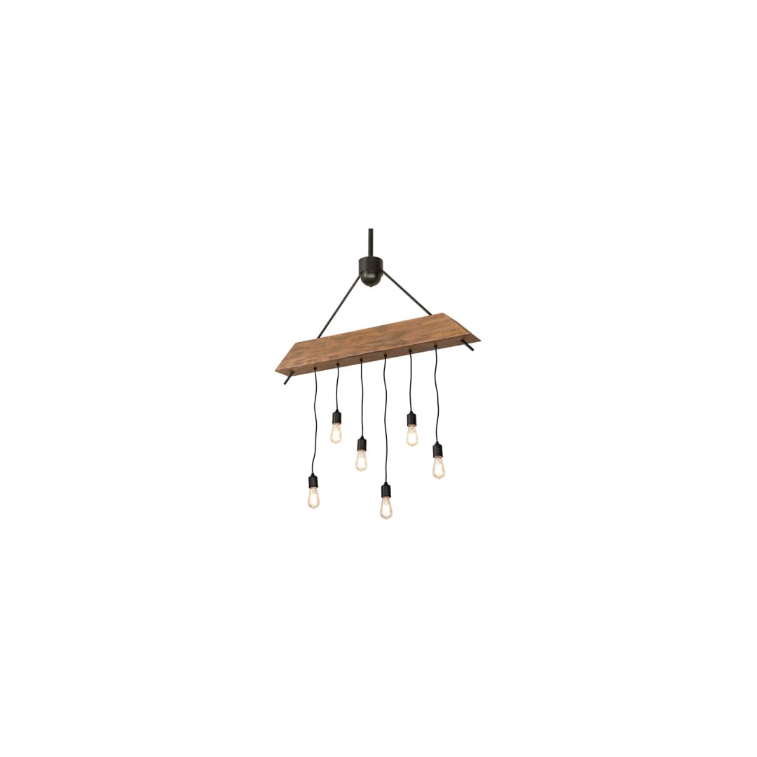 6 Light 44" Wide Wood Linear Pendant