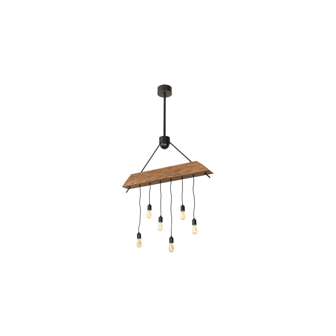 6 Light 44" Wide Wood Linear Pendant