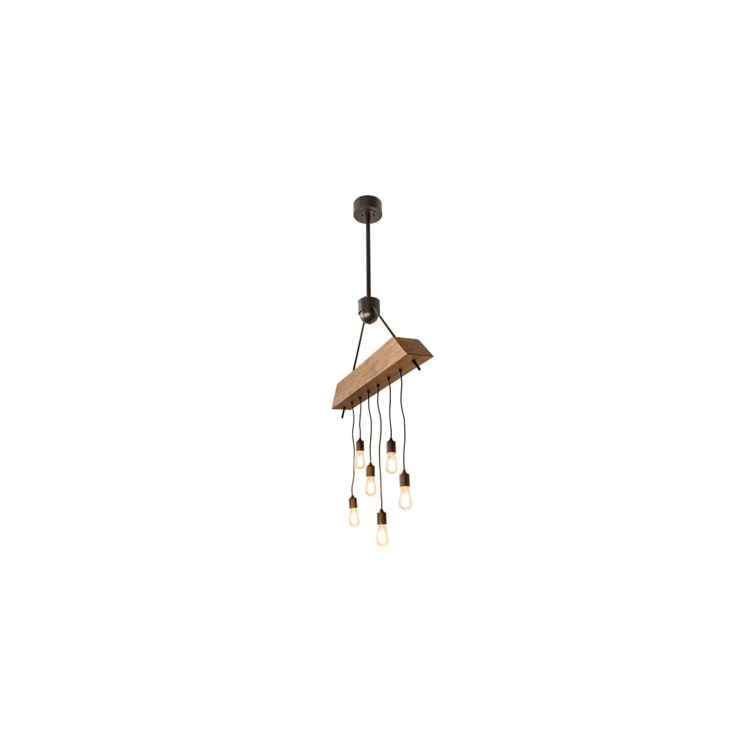 6 Light 44" Wide Wood Linear Pendant