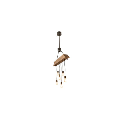 6 Light 44" Wide Wood Linear Pendant