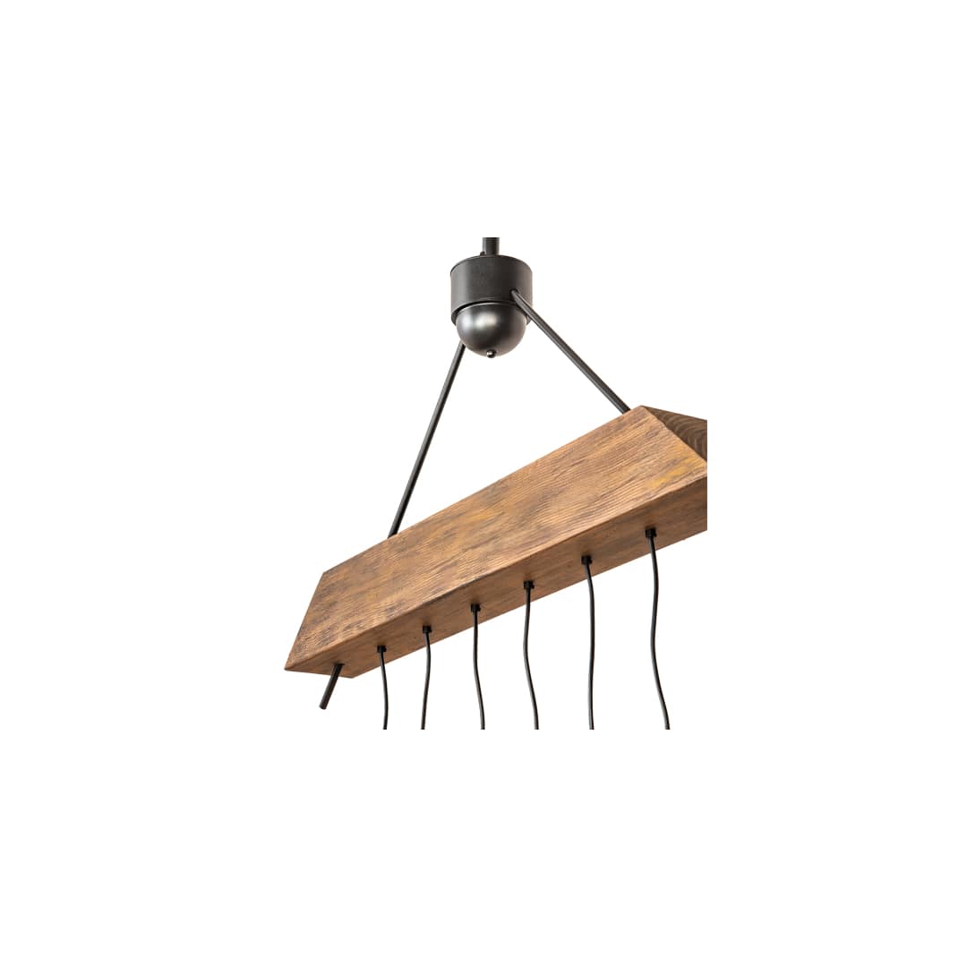 6 Light 44" Wide Wood Linear Pendant