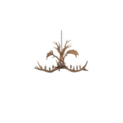 Long Antlers Elk and Fallow Deer 8 Light 28" Wide Antler Candle Style Chandelier