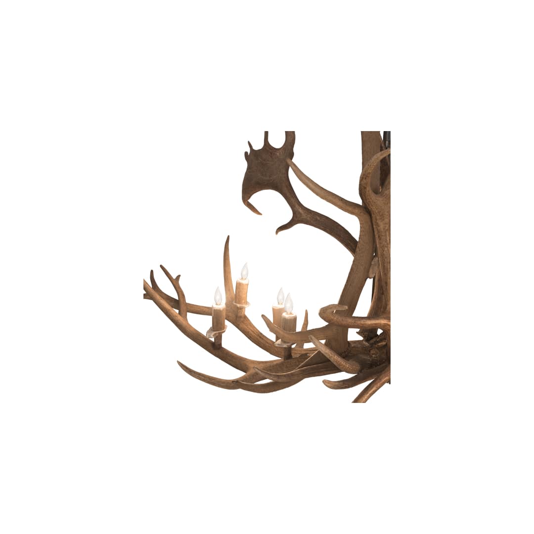 Long Antlers Elk and Fallow Deer 8 Light 28" Wide Antler Candle Style Chandelier