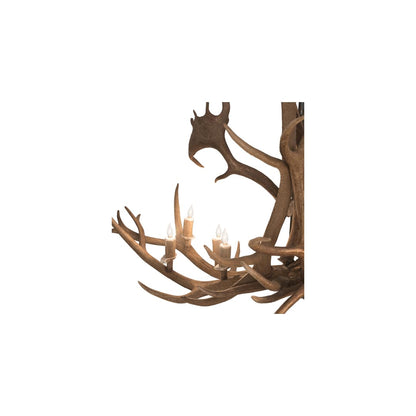 Long Antlers Elk and Fallow Deer 8 Light 28" Wide Antler Candle Style Chandelier