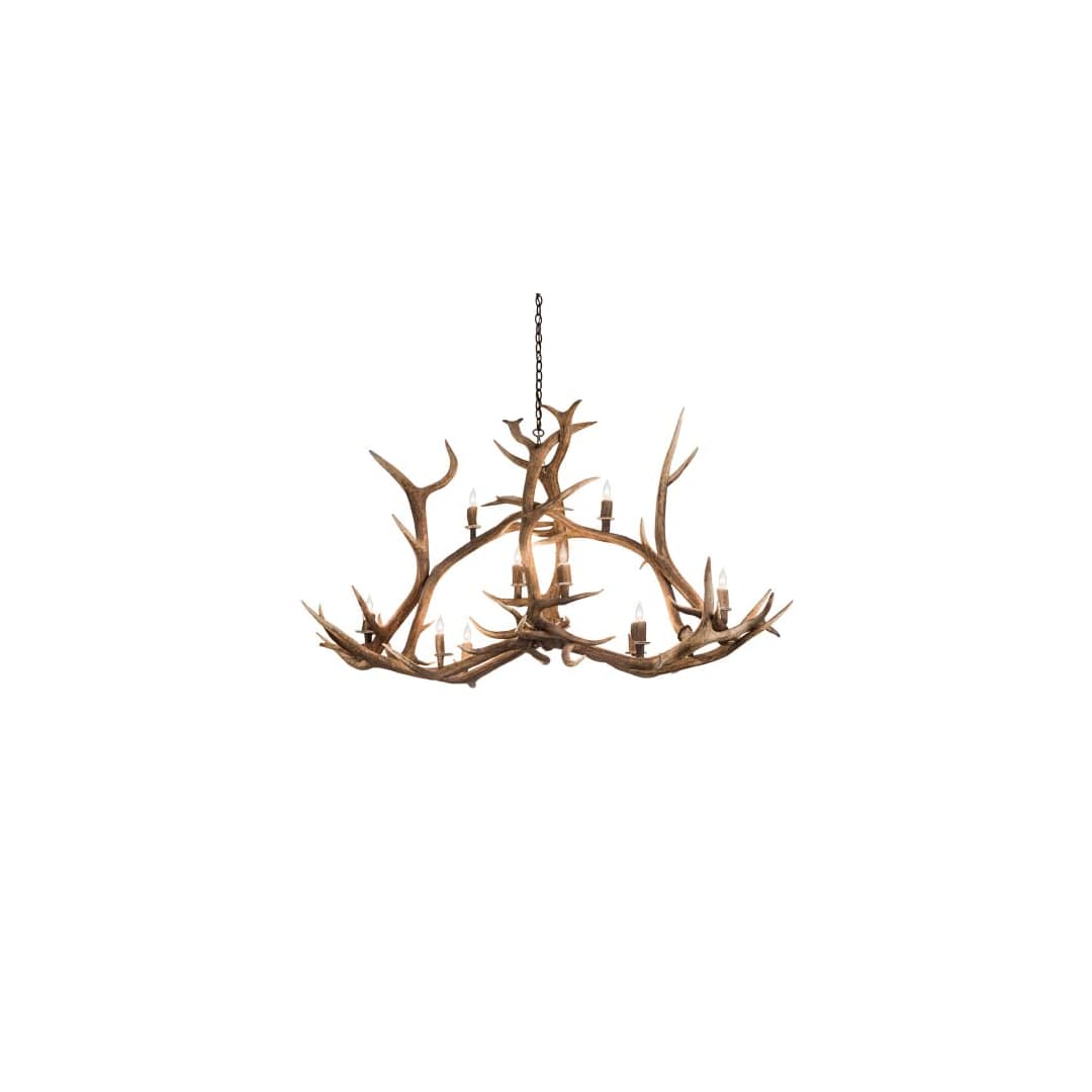 Long Antlers Elk 10 Light 28" Wide Antler Candle Style Chandelier