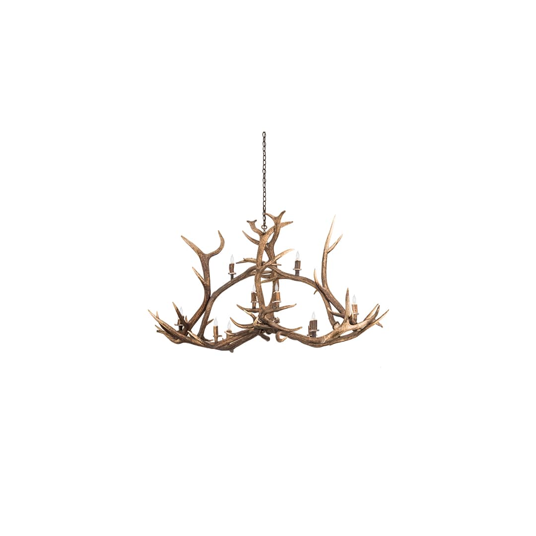 Long Antlers Elk 10 Light 28" Wide Antler Candle Style Chandelier