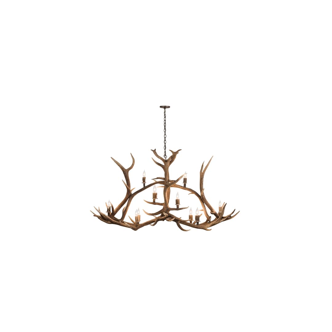 Long Antlers Elk 10 Light 28" Wide Antler Candle Style Chandelier