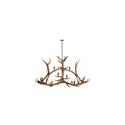 Long Antlers Elk 10 Light 28" Wide Antler Candle Style Chandelier