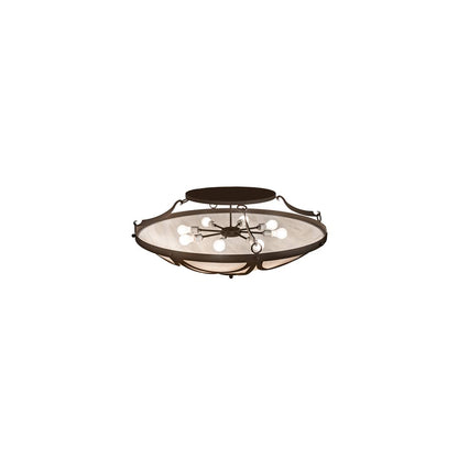 Carousel 8 Light 42" Wide Semi-Flush Bowl Ceiling Fixture - Hand Wrought Iron Finish