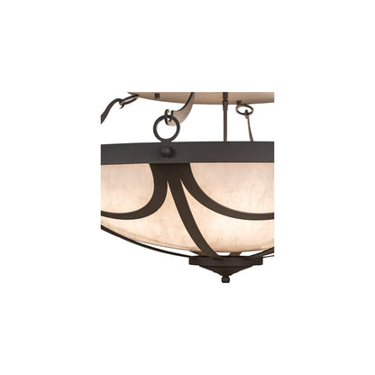 Carousel 8 Light 42" Wide Semi-Flush Bowl Ceiling Fixture - Hand Wrought Iron Finish