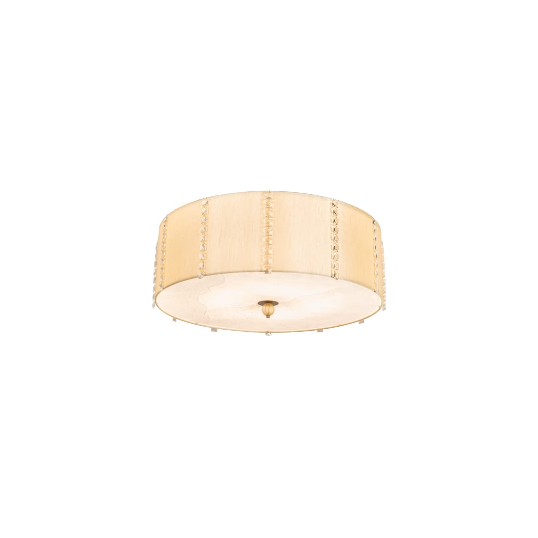 Cilindro Lujoso 8 Light 32" Wide Semi-Flush Drum Ceiling Fixture with Natural Wafer Silk Shade - Brass Finish