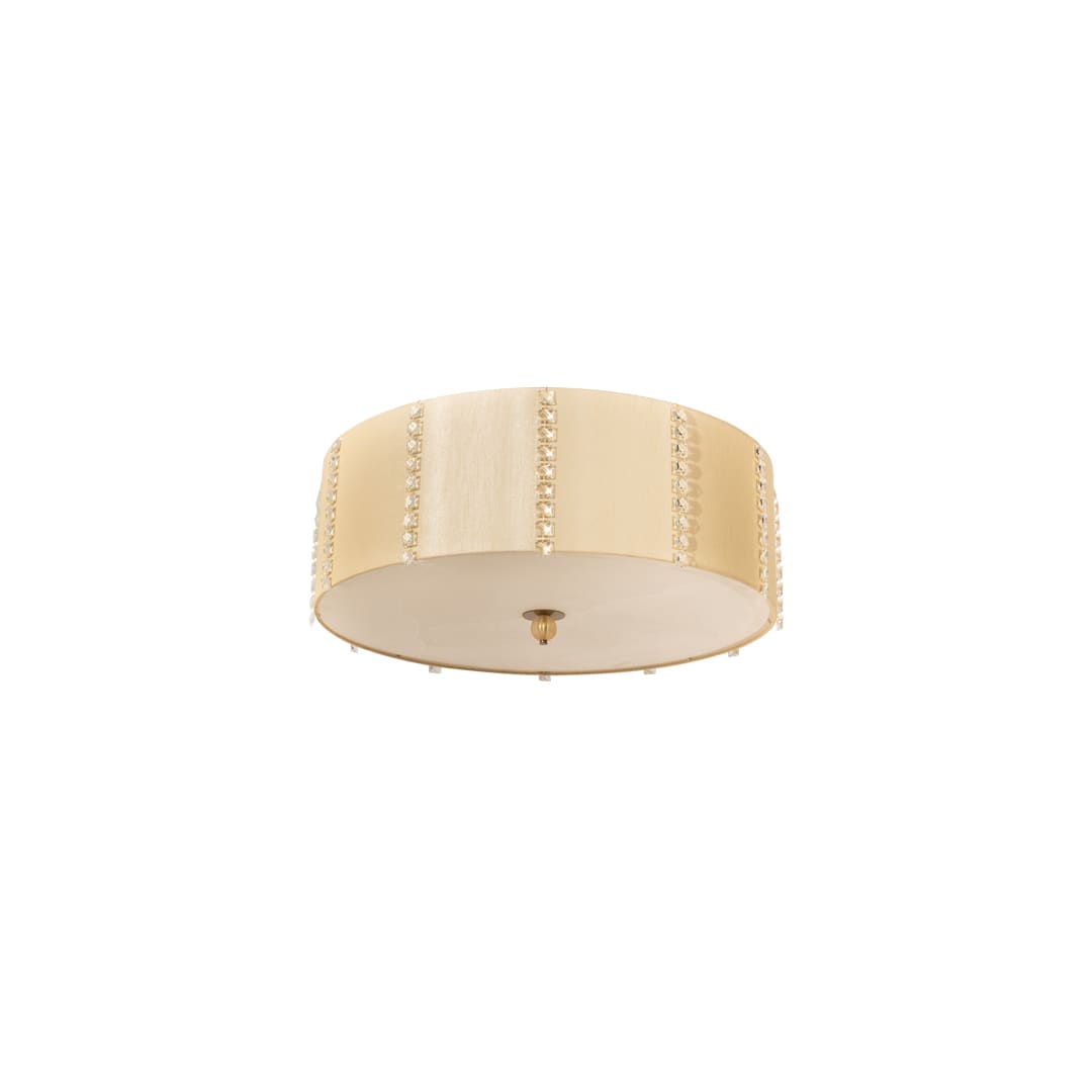 Cilindro Lujoso 8 Light 32" Wide Semi-Flush Drum Ceiling Fixture with Natural Wafer Silk Shade - Brass Finish