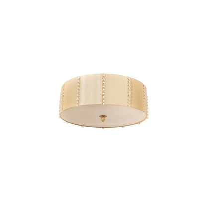 Cilindro Lujoso 8 Light 32" Wide Semi-Flush Drum Ceiling Fixture with Natural Wafer Silk Shade - Brass Finish