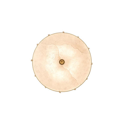 Cilindro Lujoso 8 Light 32" Wide Semi-Flush Drum Ceiling Fixture with Natural Wafer Silk Shade - Brass Finish