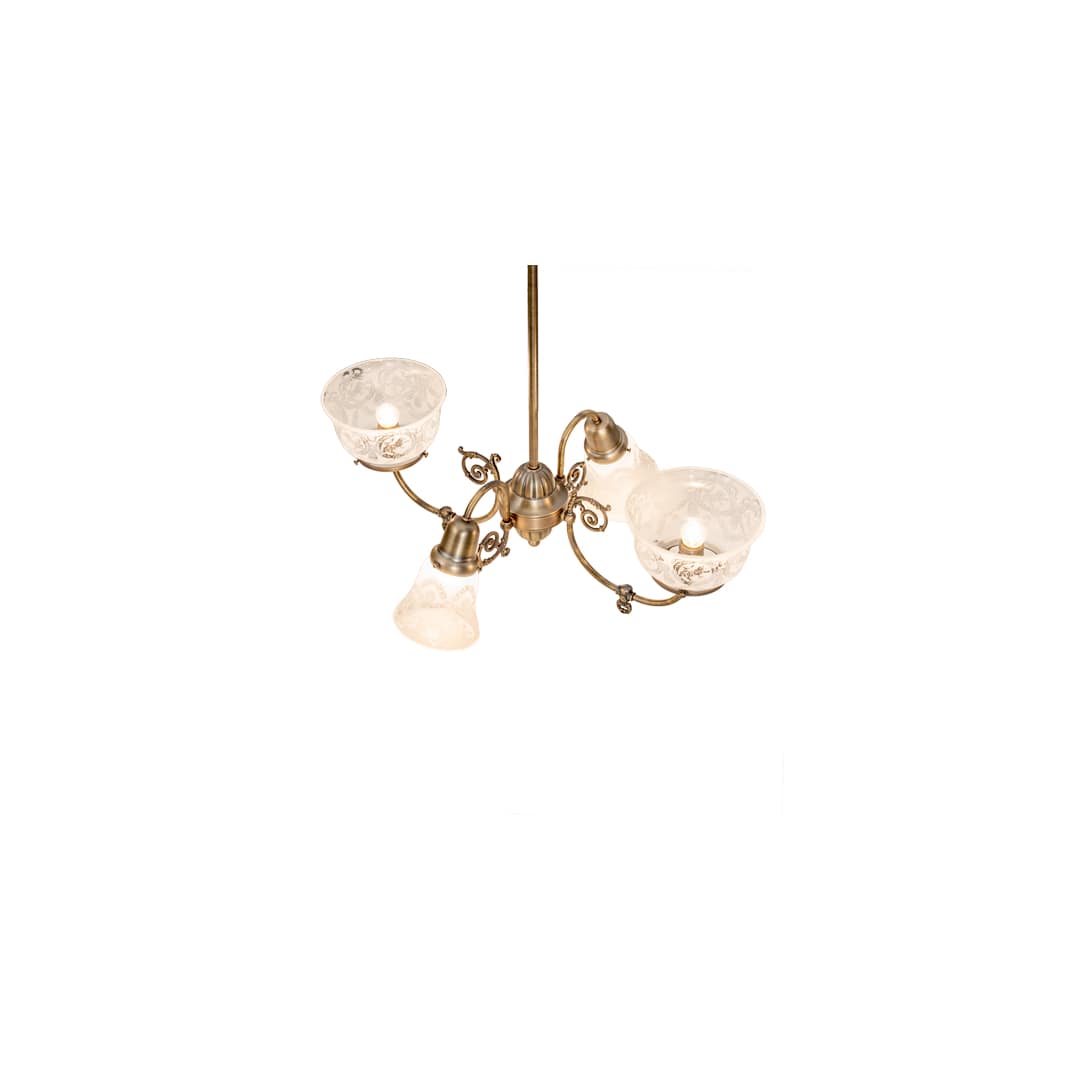Long Revival Gas and Electric 4 Light 21" Wide Chandelier