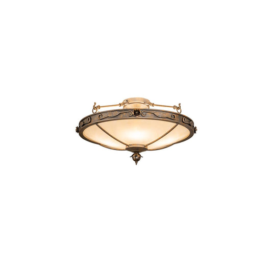 Arabesque 4 Light 28" Wide Semi-Flush Bowl Ceiling Fixture - French Bronzed Finish