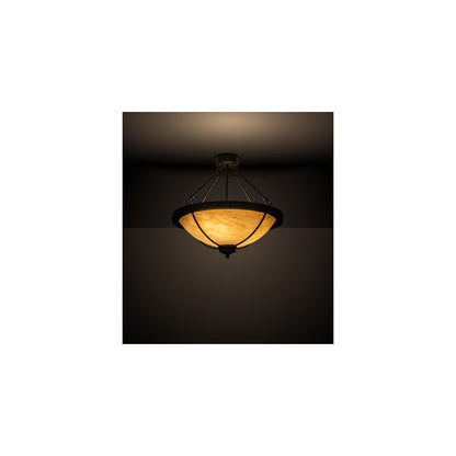 Freya 3 Light 24" Wide Semi-Flush Bowl Ceiling Fixture - Wrought Iron Finish