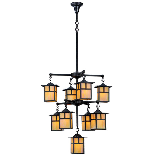 Hyde Park 9 Light 32" Wide Chandelier with Yellow Glass Shade