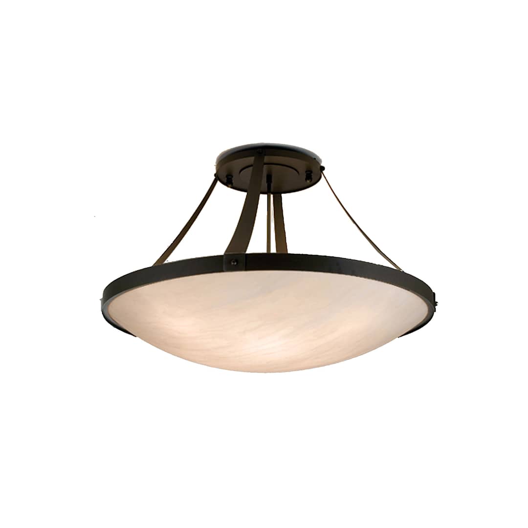 Urban 6 Light 37" Wide Semi Flush Ceiling Fixture with White Glass Shade