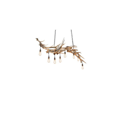 Long Antlers Elk 8 Light 17" Wide Antler Linear Chandelier