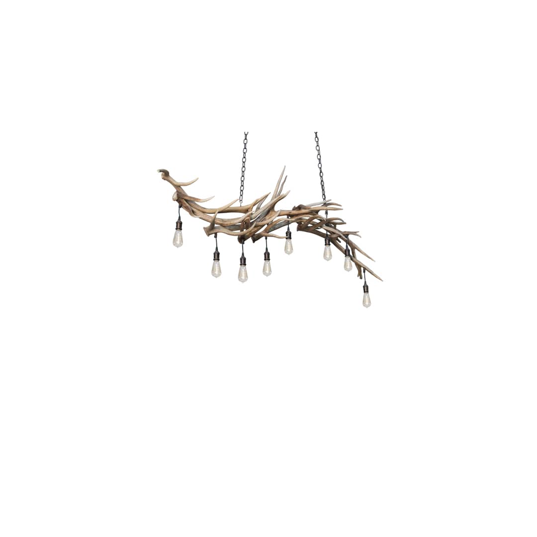 Long Antlers Elk 8 Light 17" Wide Antler Linear Chandelier