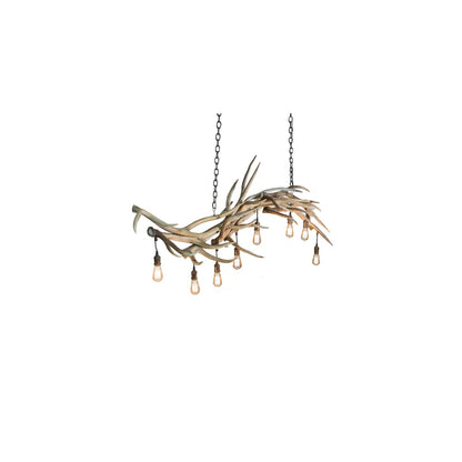 Long Antlers Elk 8 Light 17" Wide Antler Linear Chandelier
