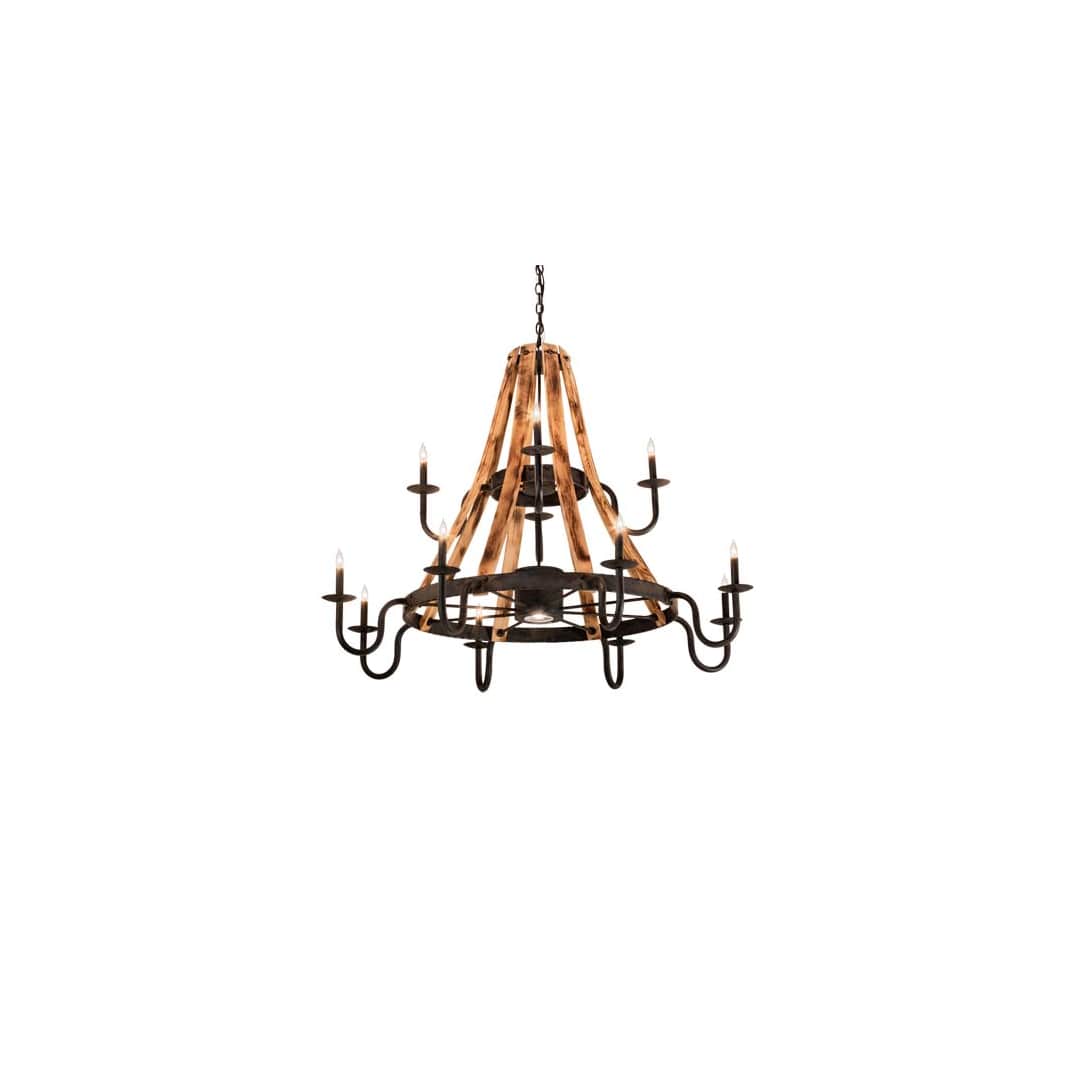 Barrel Stave 12 Light 54" Wide Taper Candle Style Chandelier