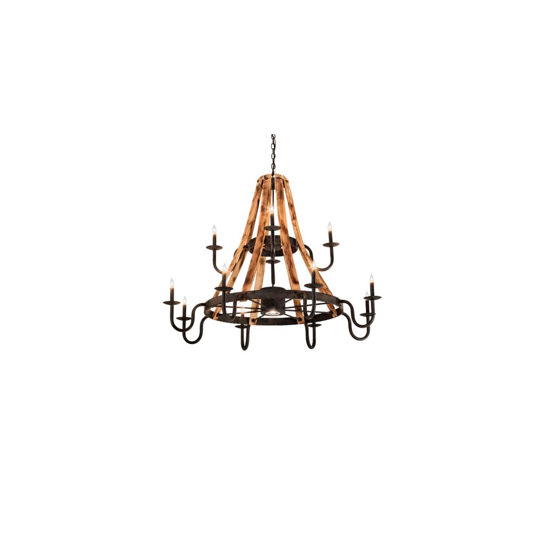 Barrel Stave 12 Light 54" Wide Taper Candle Style Chandelier