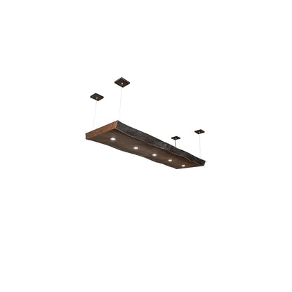5 Light 93" Wide Wood Linear Pendant