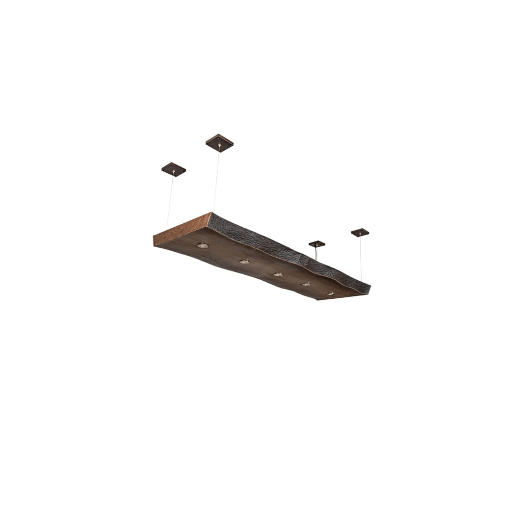 5 Light 93" Wide Wood Linear Pendant