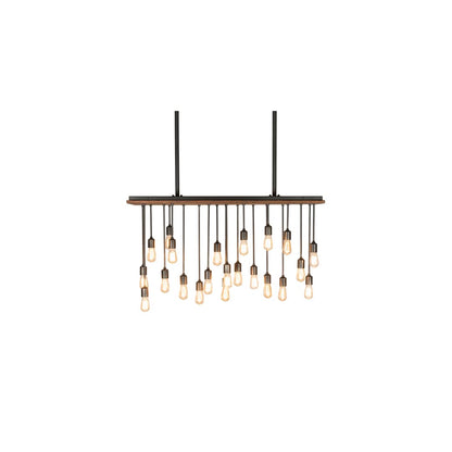 22 Light 48" Wide Wood Linear Pendant