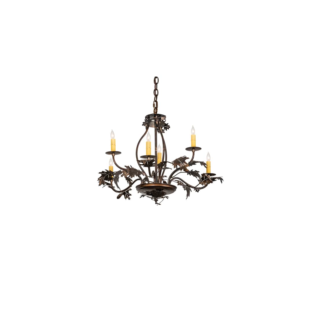 Oak Leaf and Acorn 6 Light 28" Wide Taper Candle Style Chandelier