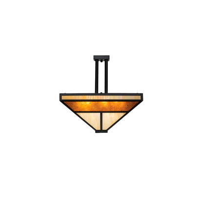 T Mission 8 Light 34" Wide Semi-Flush Ceiling Fixture - Flat Black Finish