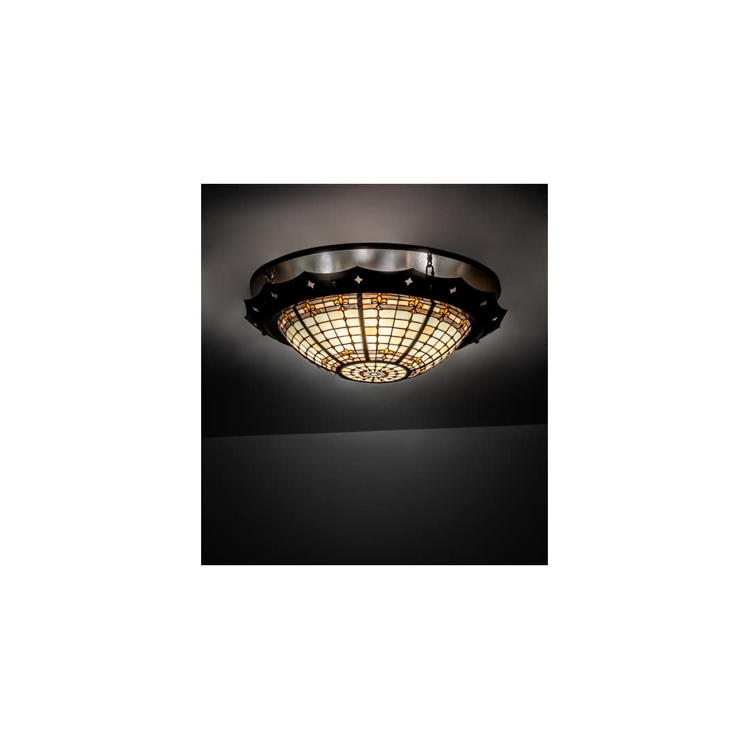 Fleur-de-Lite 4 Light 32" Wide Semi-Flush Bowl Ceiling Fixture
