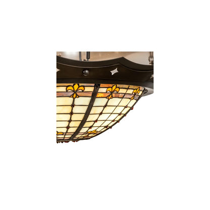 Fleur-de-Lite 4 Light 32" Wide Semi-Flush Bowl Ceiling Fixture