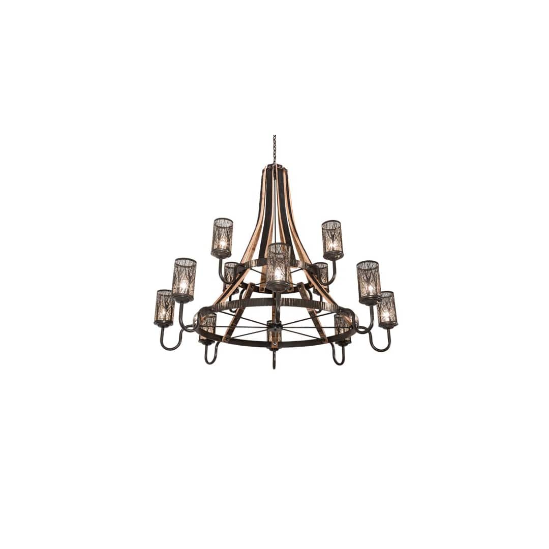 Barrel Stave 12 Light 66" Wide Ring Chandelier
