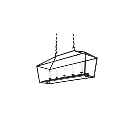 5 Light 41" Wide Taper Candle Linear Pendant