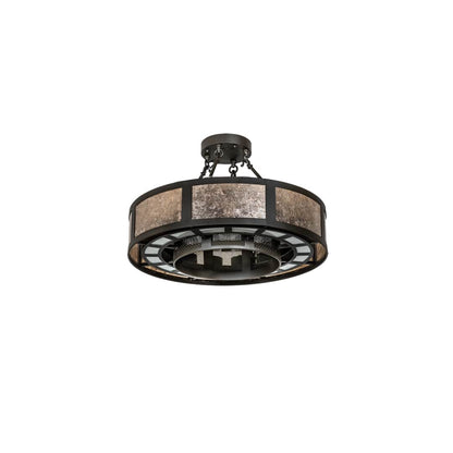 Smythe Craftsman 16 Light 30" Wide Semi-Flush Drum Ceiling Fixture