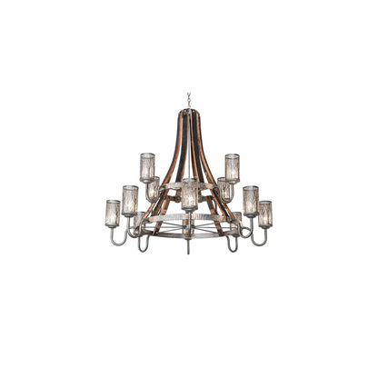 Barrel Stave 12 Light 61" Wide Ring Chandelier
