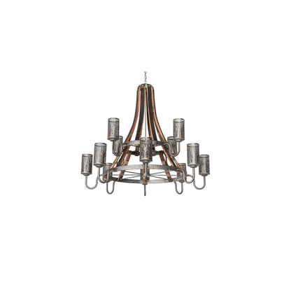 Barrel Stave 12 Light 61" Wide Ring Chandelier