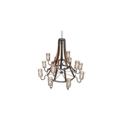 Barrel Stave 12 Light 61" Wide Ring Chandelier
