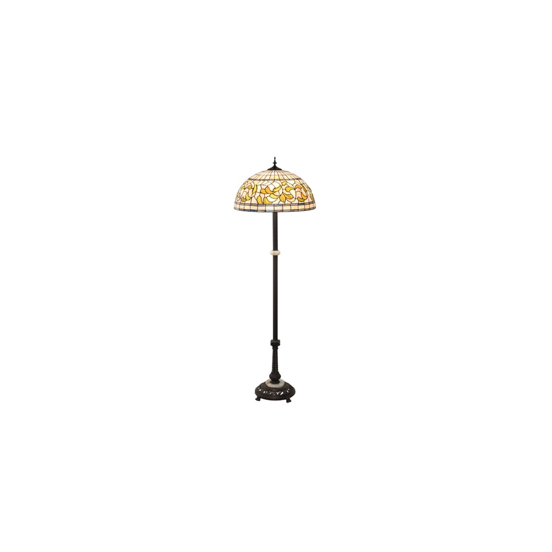 Tiffany Turning Leaf 3 Light 62" Tall Buffet Floor Lamp