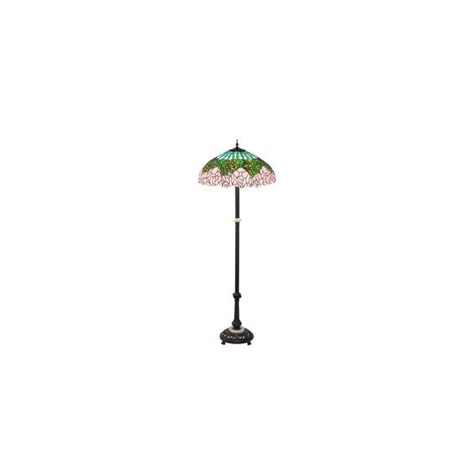 Tiffany Cabbage Rose 3 Light 62" Tall Buffet Floor Lamp