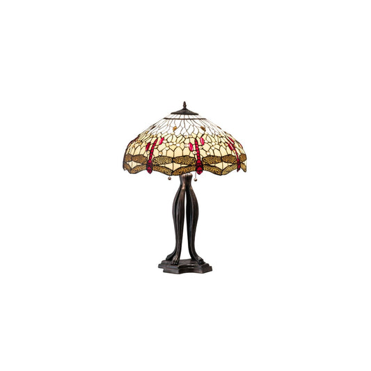 Tiffany Hanginghead Dragonfly 3 Light 30" Tall Buffet Table Lamp