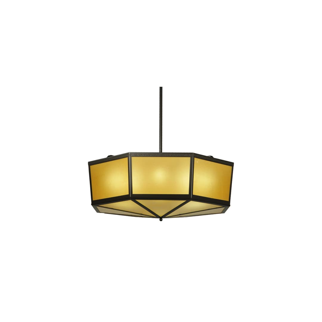 Eltham 4 Light 36" Wide Pendant with Amber Art Glass Shade - Timeless Bronze Finish
