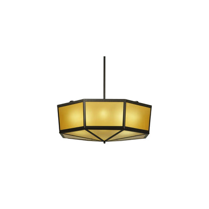 Eltham 4 Light 36" Wide Pendant with Amber Art Glass Shade - Timeless Bronze Finish
