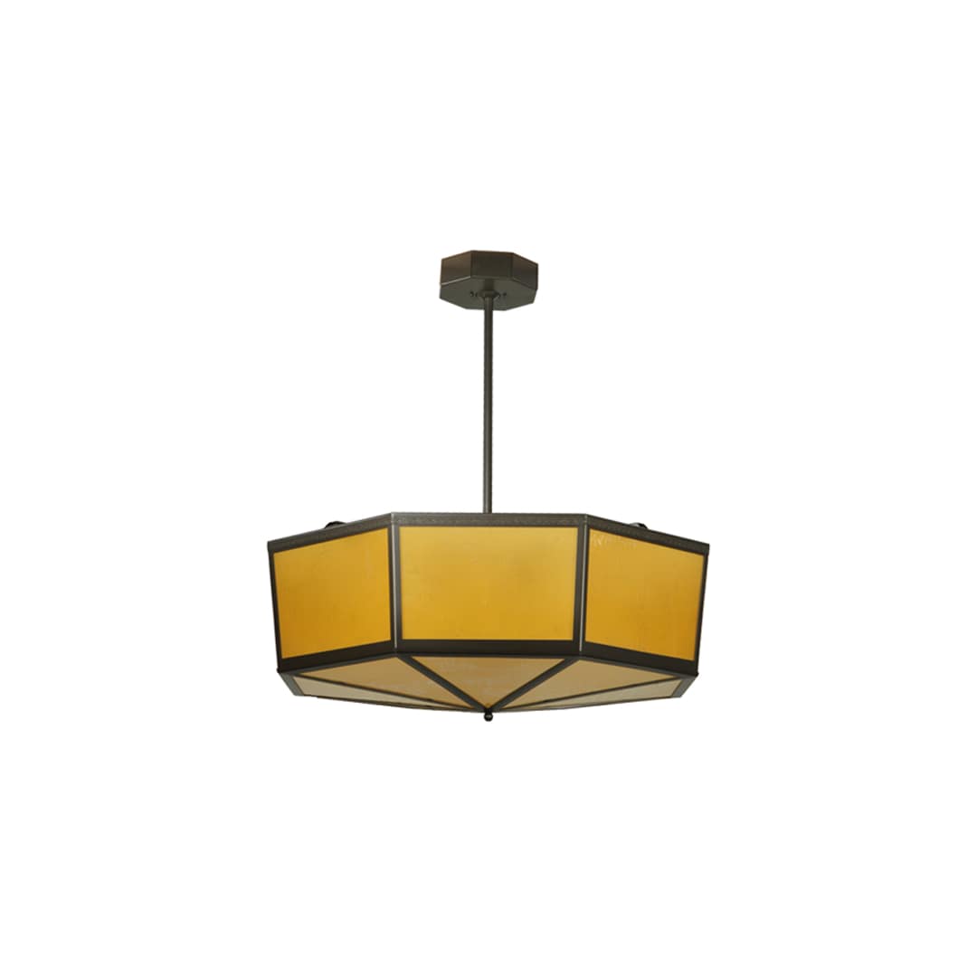 Eltham 4 Light 36" Wide Pendant with Amber Art Glass Shade - Timeless Bronze Finish