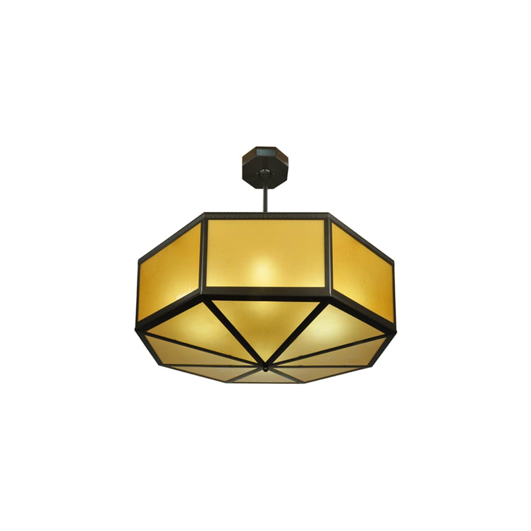 Eltham 4 Light 36" Wide Pendant with Amber Art Glass Shade - Timeless Bronze Finish