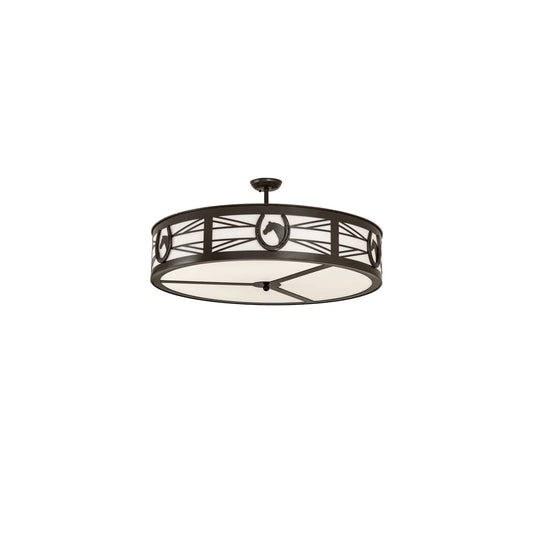 Horseshoe 6 Light 36" Wide Semi-Flush Drum Ceiling Fixture
