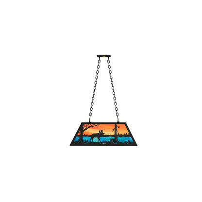 6 Light 33" Wide Billiard Linear Pendant